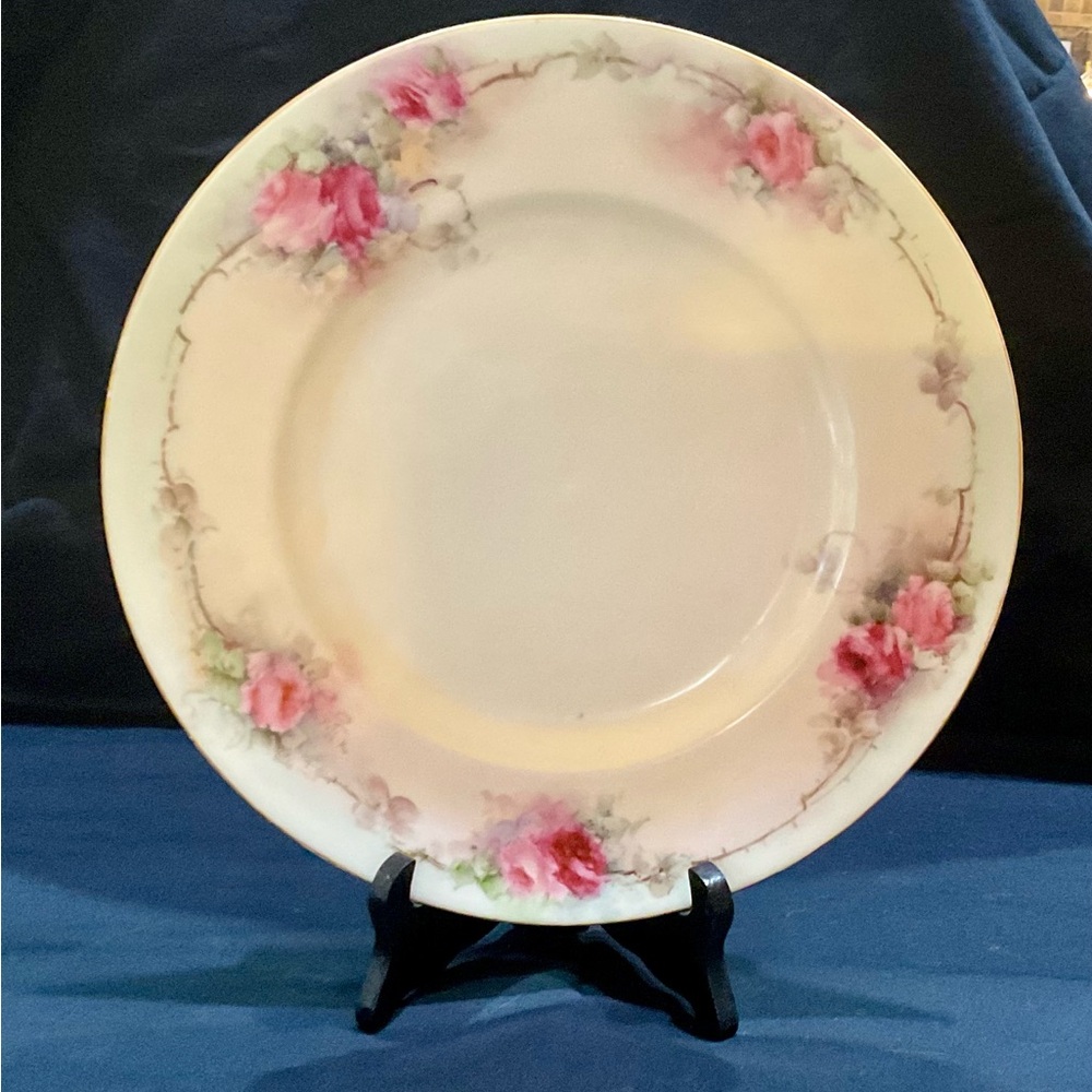 Vintage Hutschenreuther Bavarian Floral Plate Porcelain Handpainted 10 1/8 inch